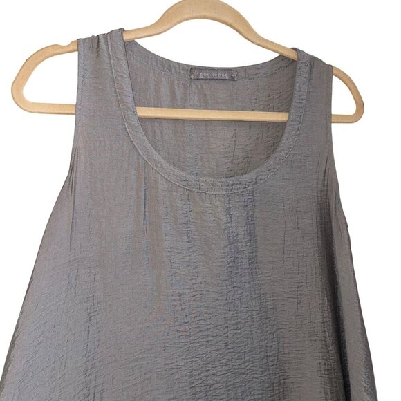 Cut Loose Womens Dress Size Small Taupe Crinkle Lantern Midi Pleated Pockets - Picture 7 of 7